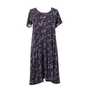 Aline Dress $88 Palm Spring Sz S Black Purple Hawaii Made Rayon Spandex